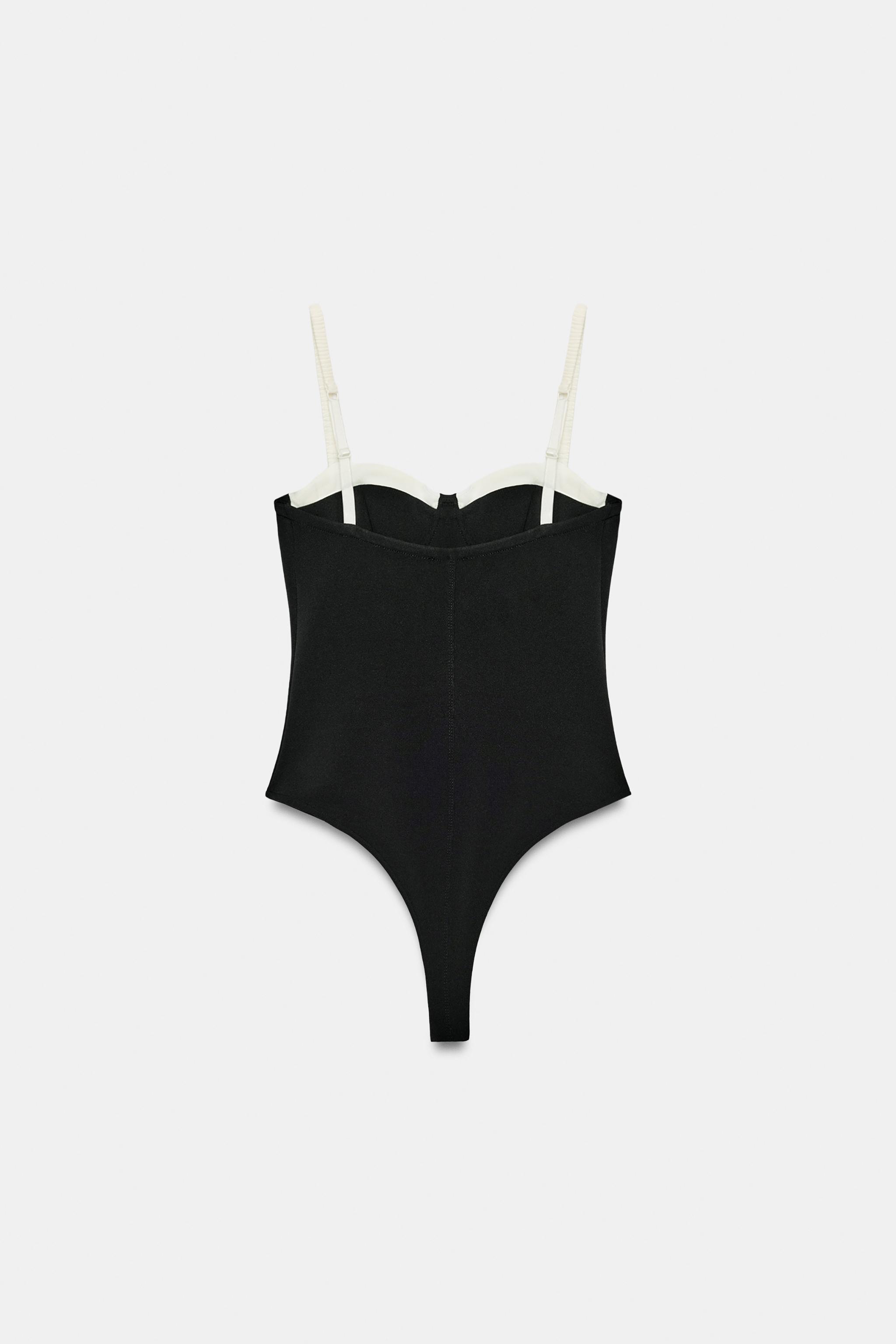 CONTRAST STRAPPY BODYSUIT